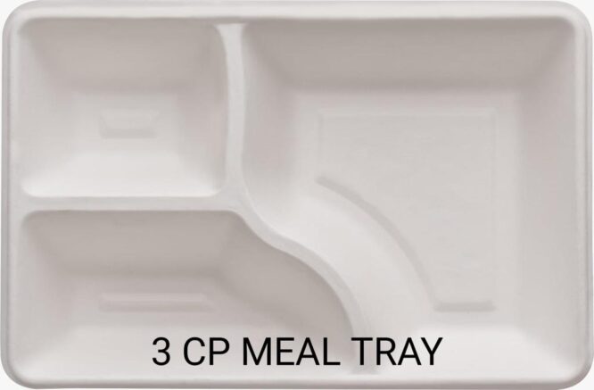 3-Compartment Rectangle Meal Tray