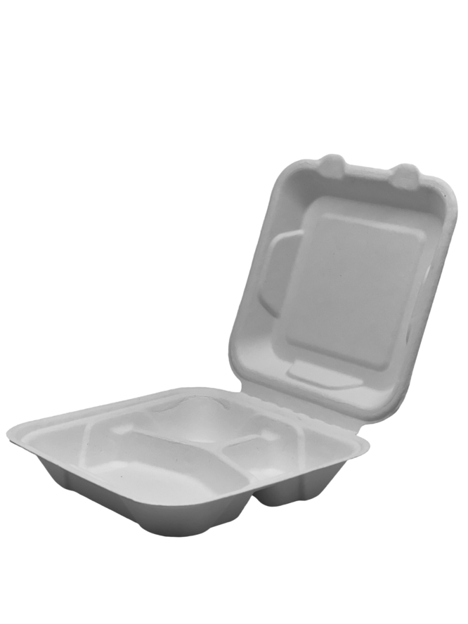 8 inch 3 Compartment Clamshell